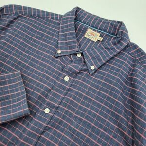 Faherty Brand Mens Navy Pink Plaid Button Down Shirt Long Sleeve Casual XL